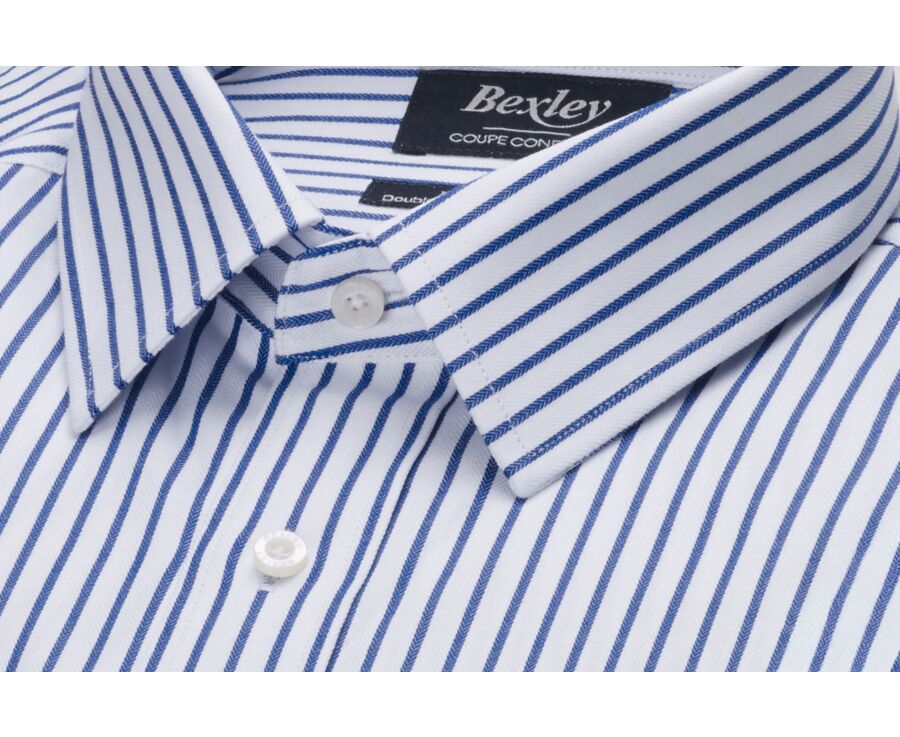 Camisa blanca con rayas azul marino - NOËLIEN
