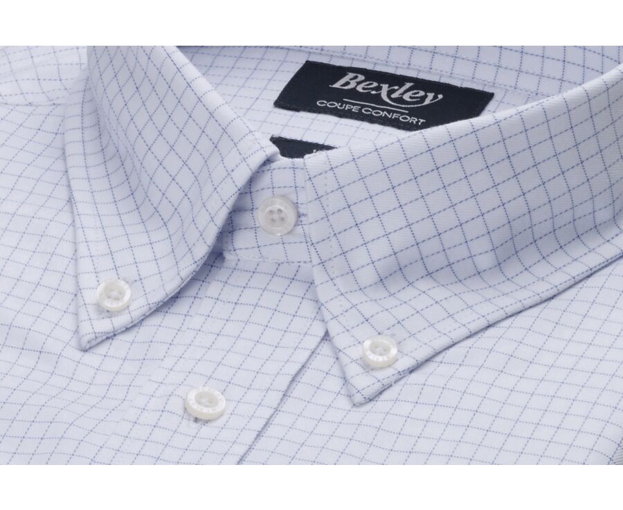 Camisa blanca de hombre con cuadros azules - DALLEN