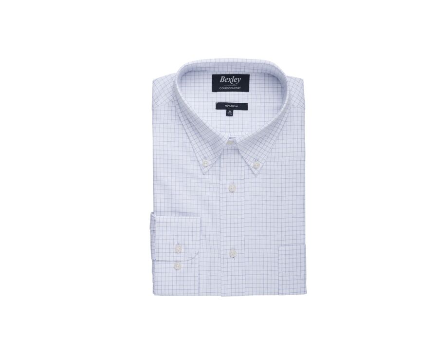 Camisa blanca de hombre con cuadros azules - DALLEN
