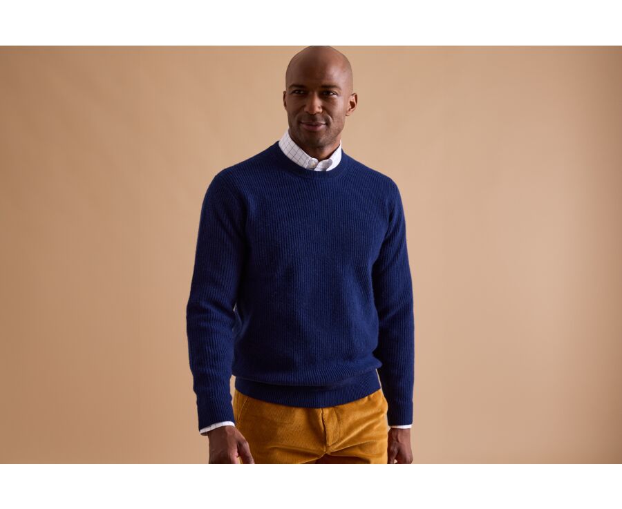 Jersey de lana para hombre cuello redondo Navy - COLTAN