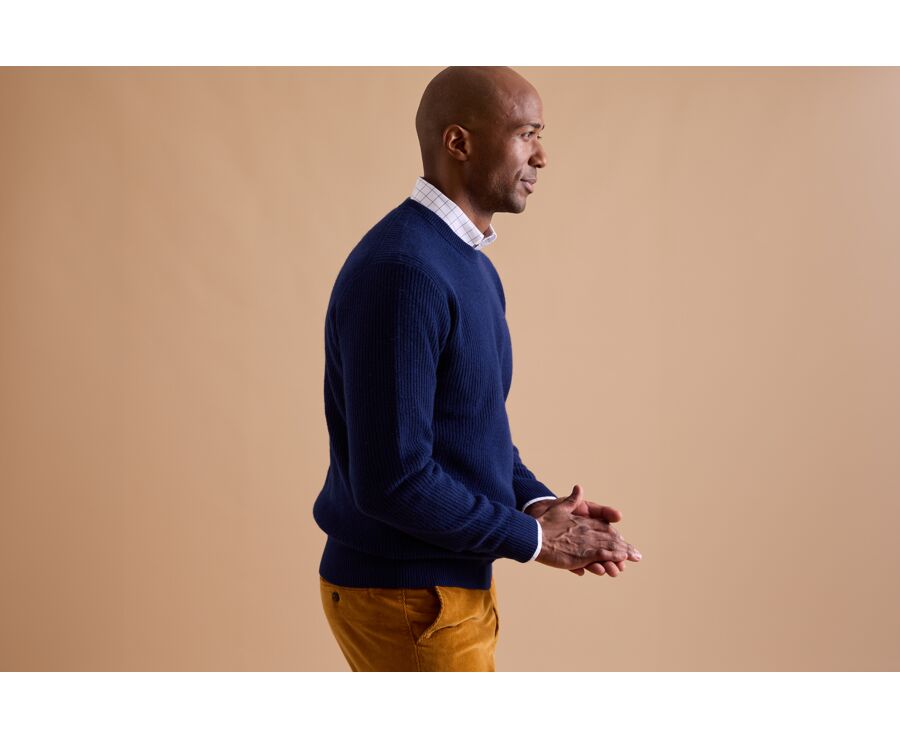 Jersey de lana para hombre cuello redondo Navy - COLTAN