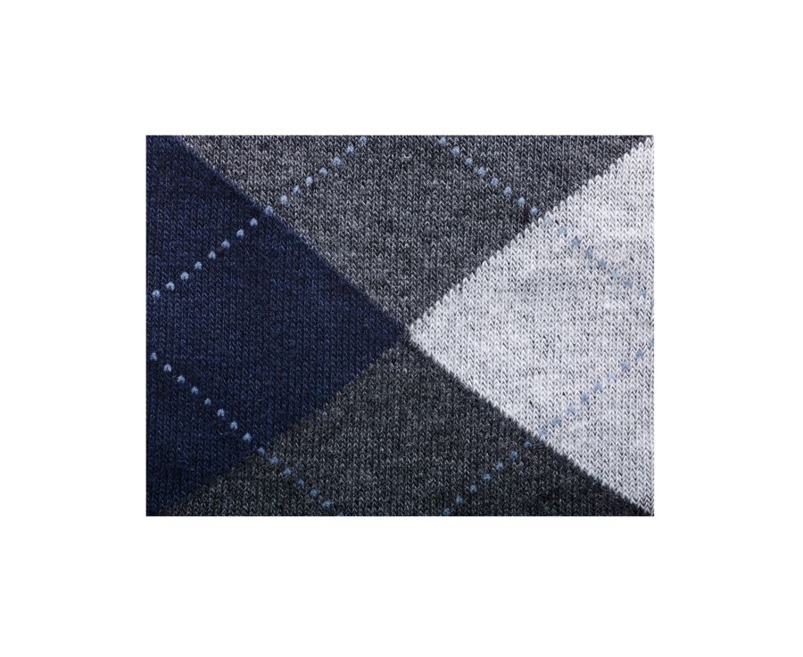 Calcetines de algodón grueso con diamantes gris antracita y azul