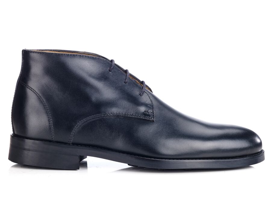 Botas bajas de piel negra patinada para hombre. - WATFORD II GOMME CITY