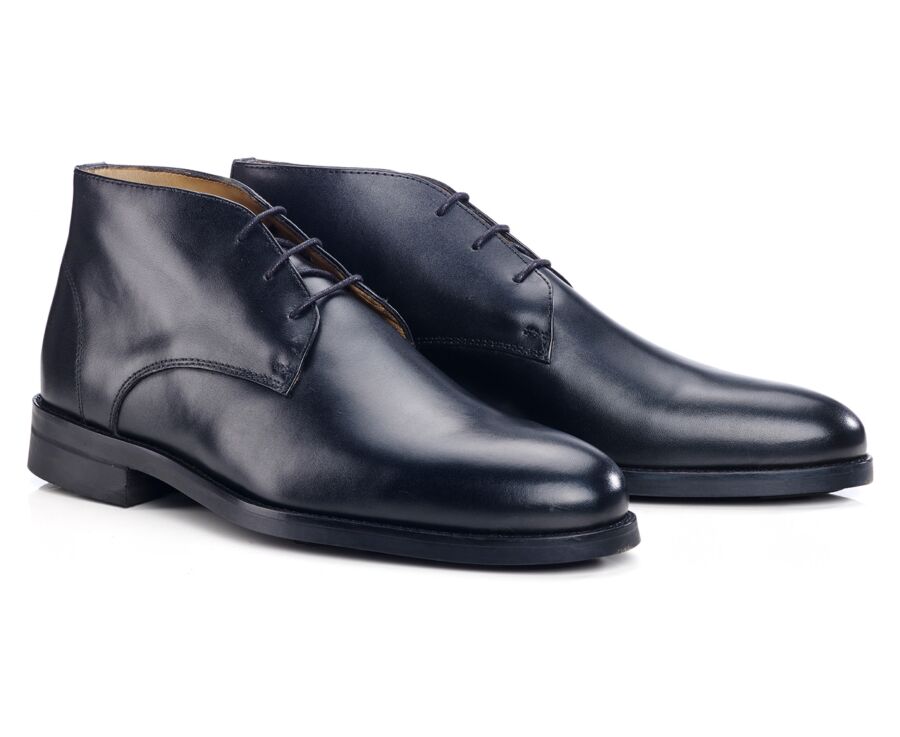 Botas bajas de piel negra patinada para hombre. - WATFORD II GOMME CITY