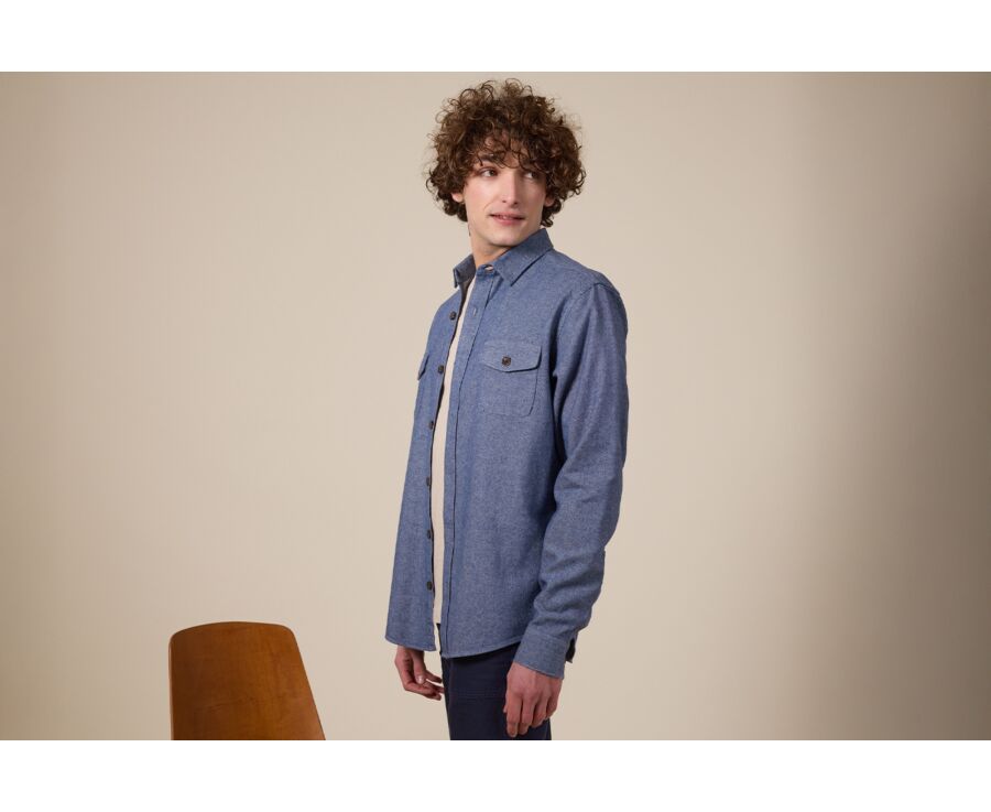 Sobrecamisa para hombre en denim de algodón/lino - CORANTIN