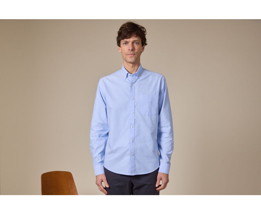 Camisa Oxford Celeste de hombre - Cuello americano - BRADFORD II