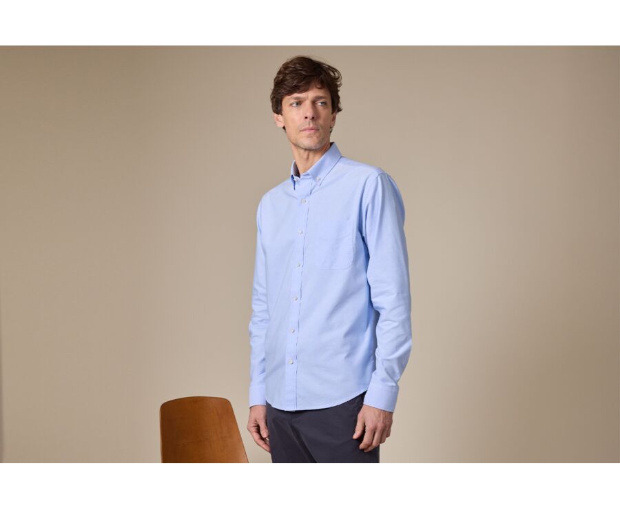 Camisa Oxford Celeste de hombre - Cuello americano - BRADFORD II