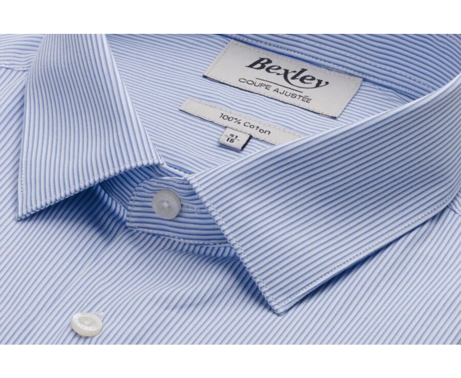 Camisa Celeste de algodón - Cuello francés - ANDRIEN CLASSIC