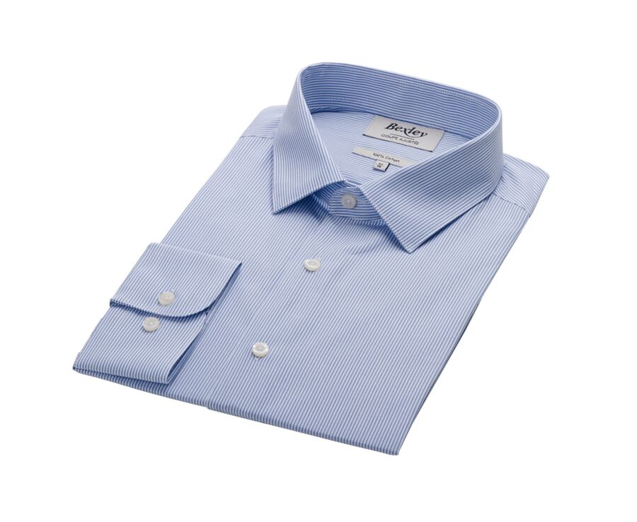 Camisa Celeste de algodón - Cuello francés - ANDRIEN CLASSIC