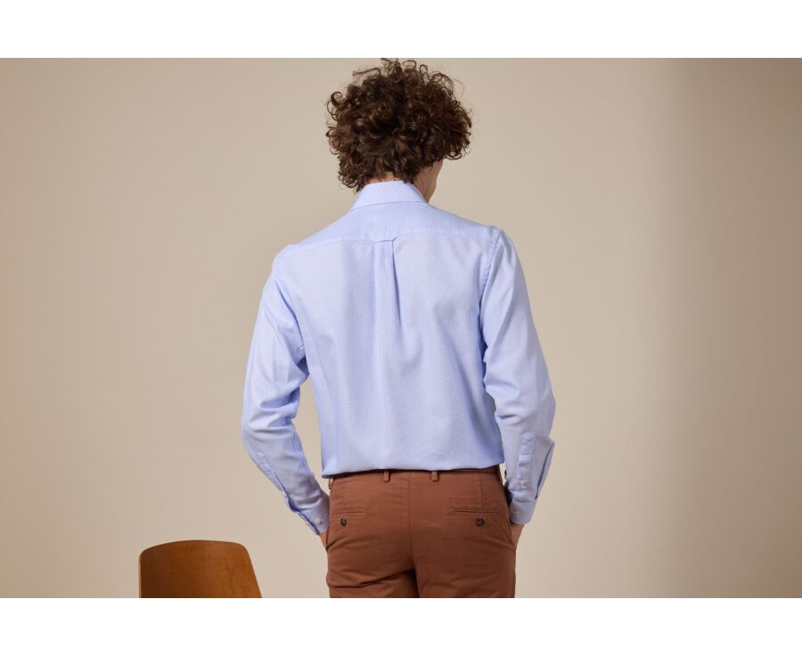 Camisa celeste y blanca de tejido texturizado - SAVINO