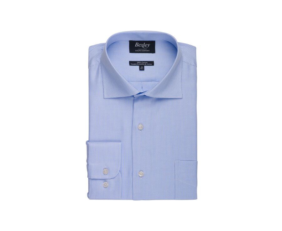 Camisa celeste y blanca de tejido texturizado - SAVINO