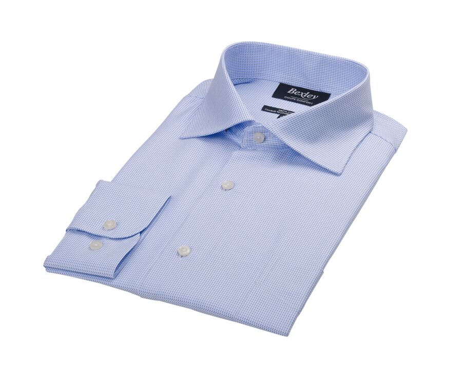 Camisa celeste y blanca de tejido texturizado - SAVINO