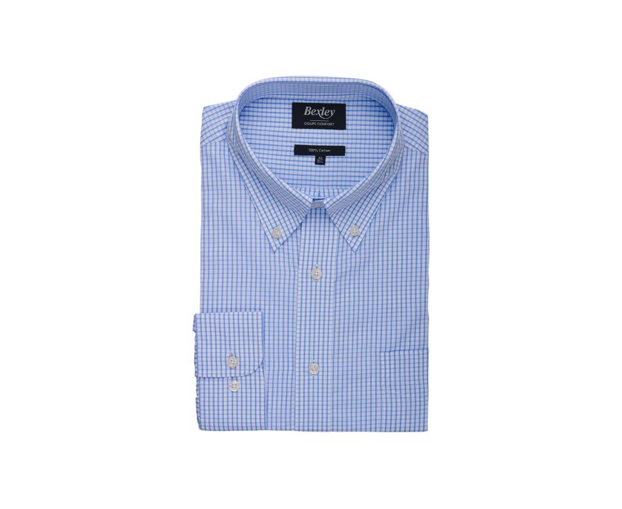 Camisa azul de cuadros celeste y blanco - GLENN