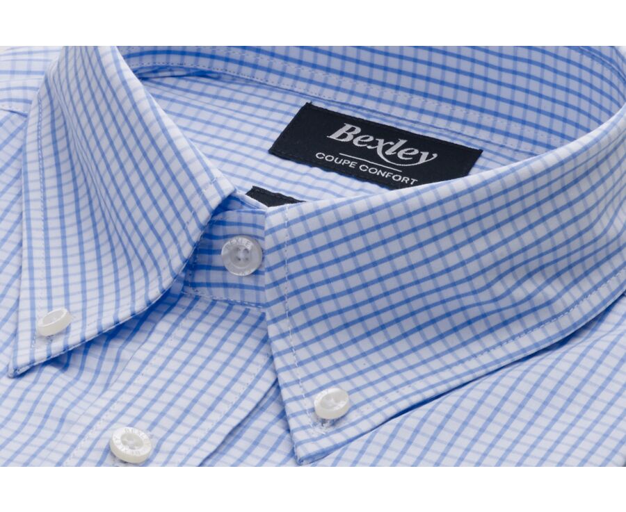 Camisa azul de cuadros celeste y blanco - GLENN