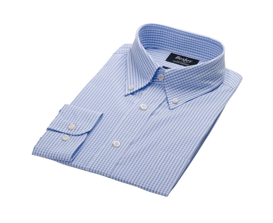 Camisa azul de cuadros celeste y blanco - GLENN