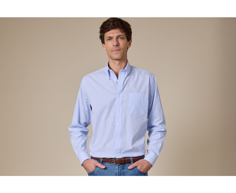 Camisa azul de cuadros celeste y blanco - GLENN