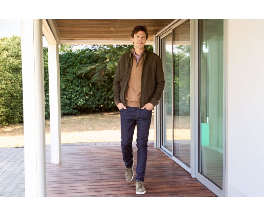 Chaqueta de terciopelo Caqui  - 100 % cuero - SEAVER