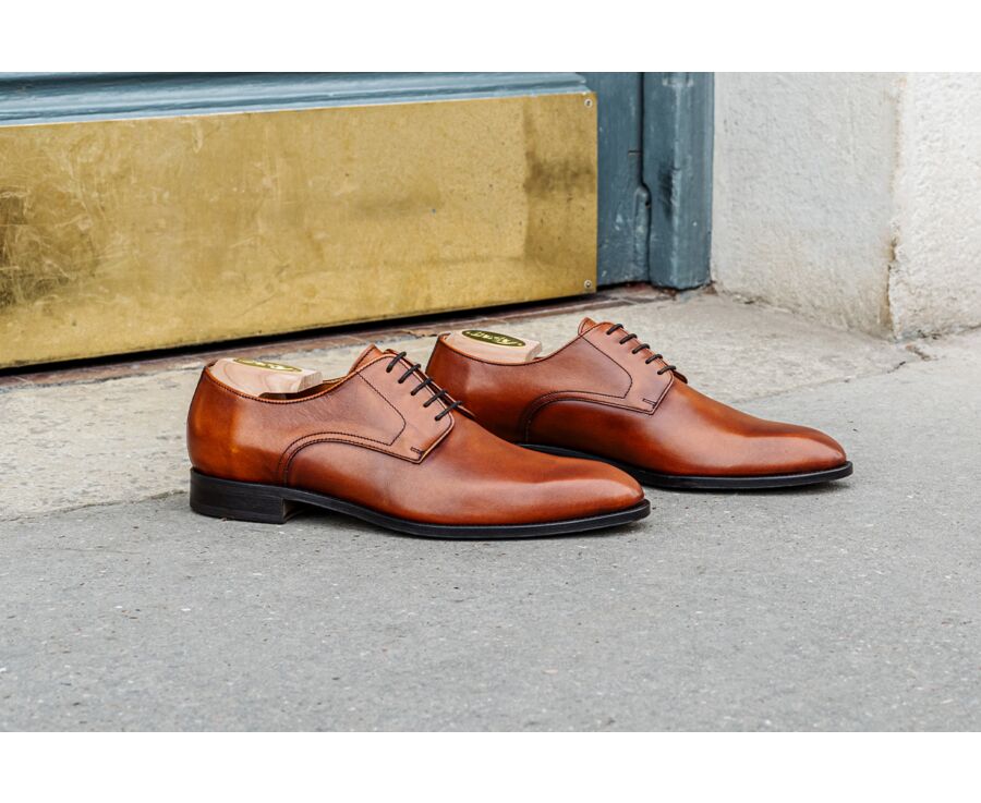 Zapatos derby Dorado patinado con suela de cuero - MIDFORD