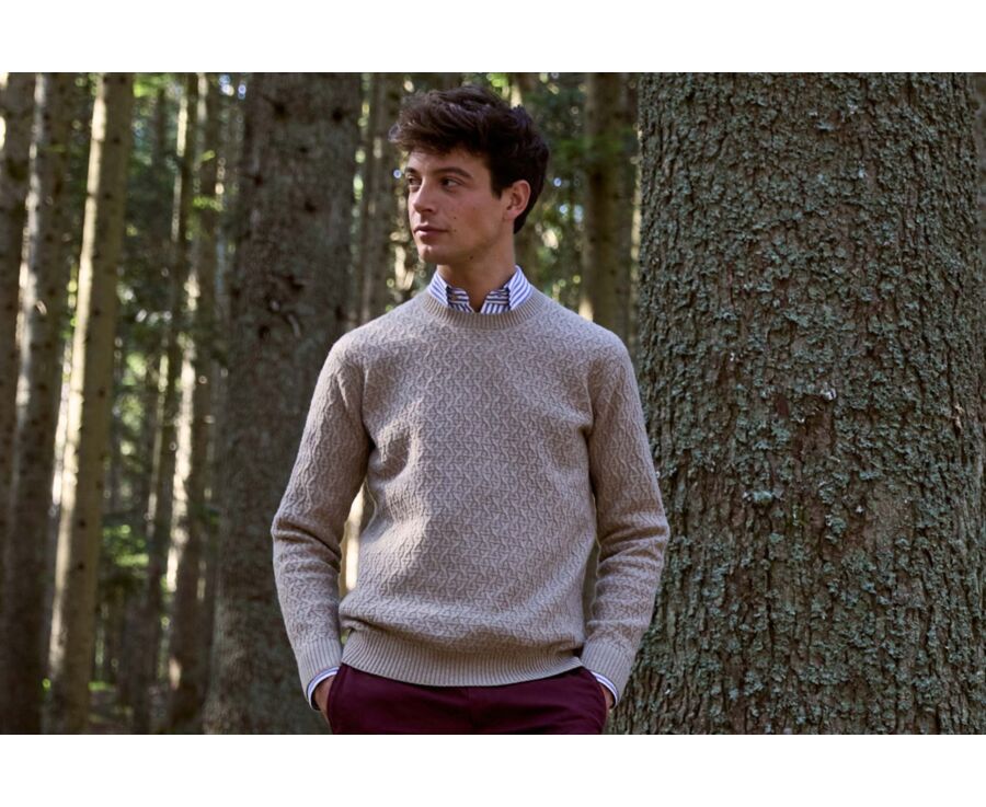 Jersey de cuello redondo con trenzas – Topo moteado - CONLEY