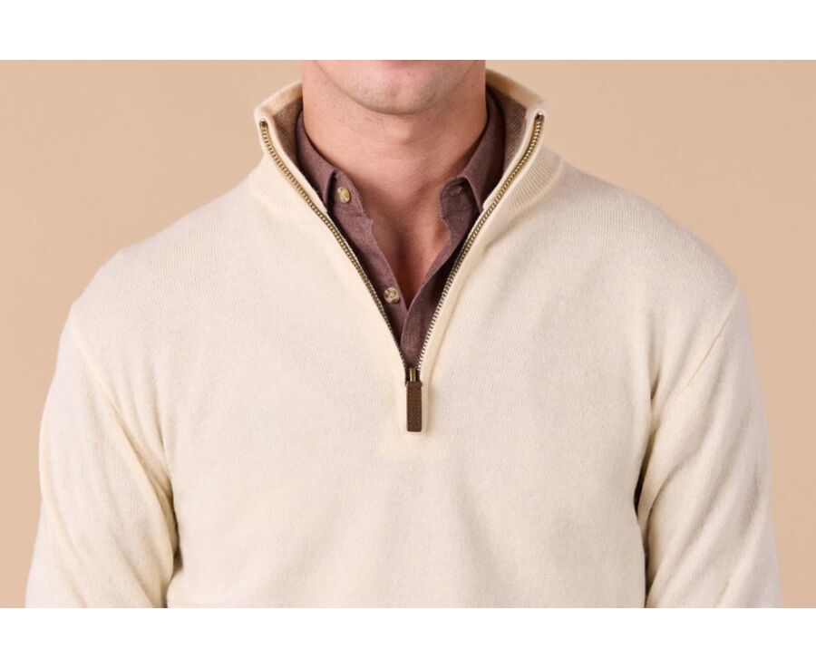 Jersey con cuello cremallera Crudo y topo claro jaspeado - KEYDEN II