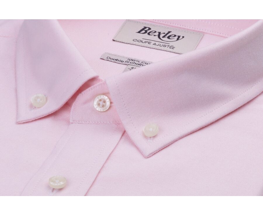 Camisa Oxford para hombre - Rosa, Cuello americano - BRADFORD III