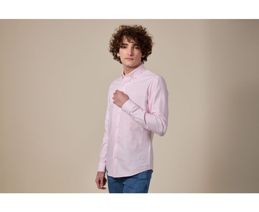 Camisa Oxford para hombre - Rosa, Cuello americano - BRADFORD III