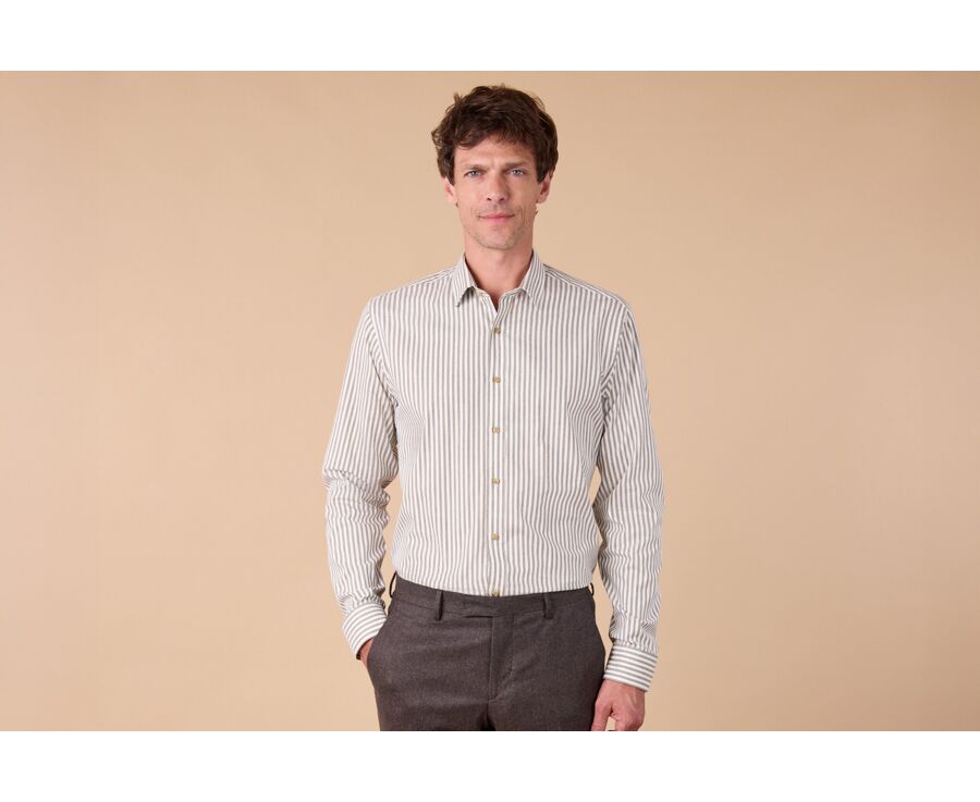 Camisa de franela – Rayas crudo y caqui - SIMION II