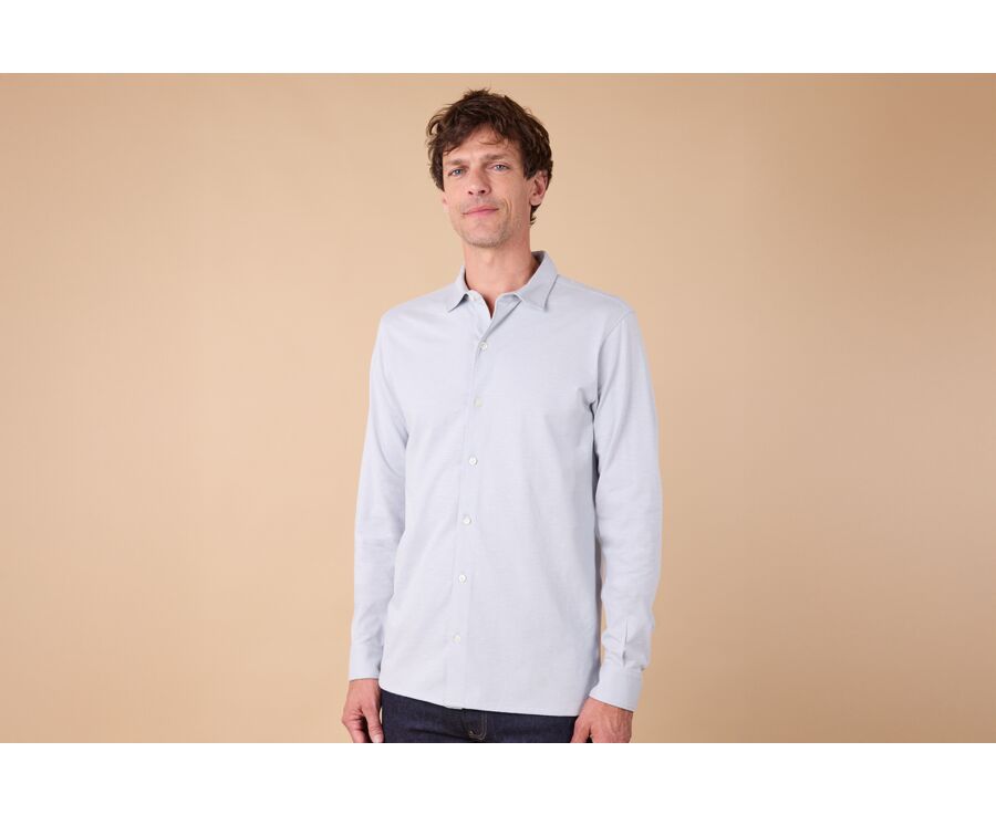 Camisa de hombre jersey 100% algodón - Celeste - AIGNAN