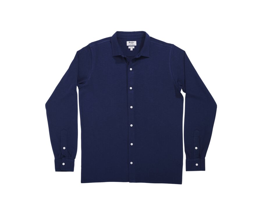 Camisa de hombre jersey 100% algodón - Navy oscuro - AIGNAN