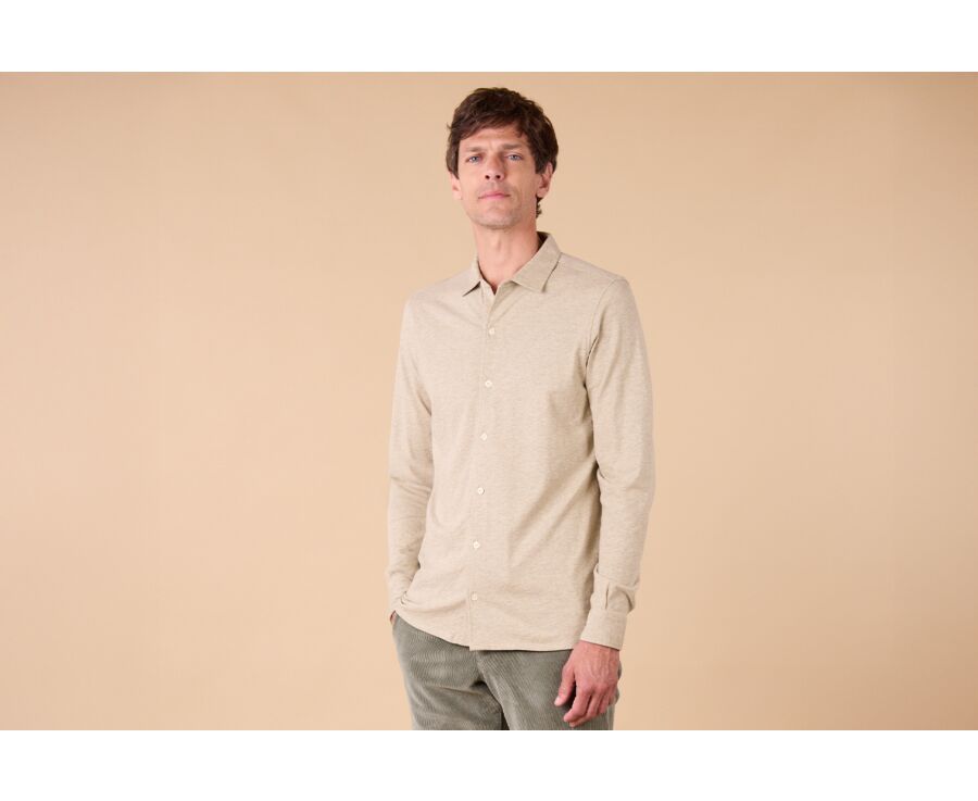 Camisa de hombre jersey 100% algodón - Topo Claro Moteado - AIGNAN