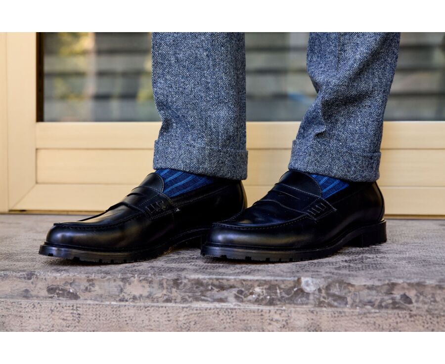 Mocasín negros de piel para hombre  - DOWARD GOMME