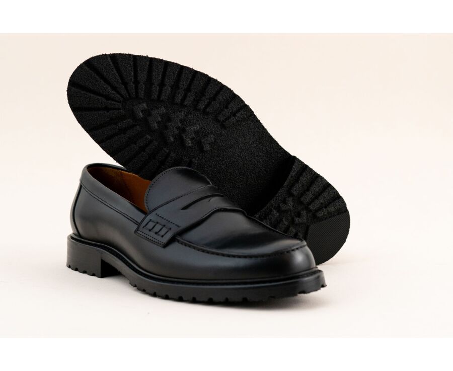Mocasín negros de piel para hombre  - DOWARD GOMME