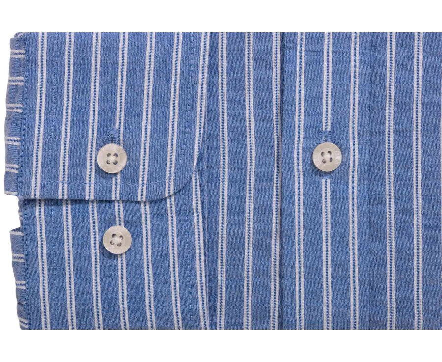 Camisa de hombre azul con rayas finas blancas - FOLBERT