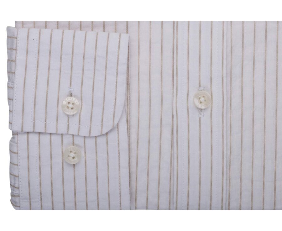 Camisa de hombre blanca con rayas finas beige - FOLBERT