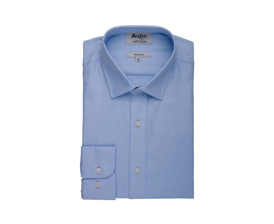 Camisa de hombre azul de sarga con efecto jaspeado - VERNON