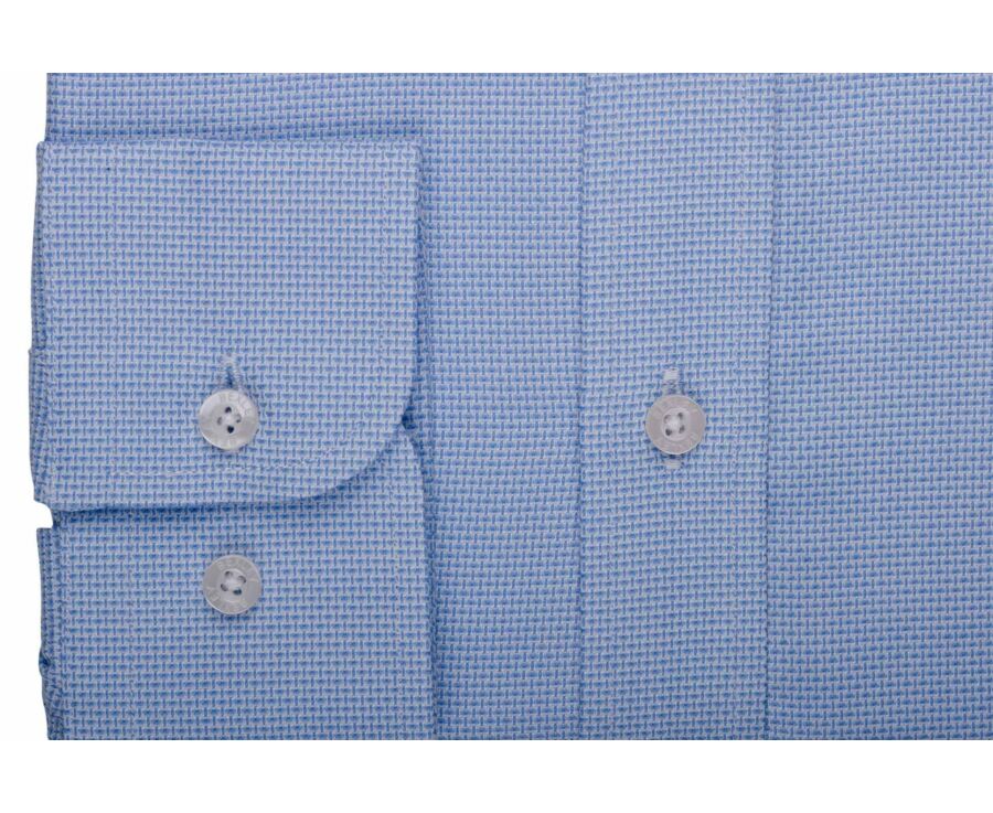 Camisa de hombre azul de sarga con efecto jaspeado - VERNON