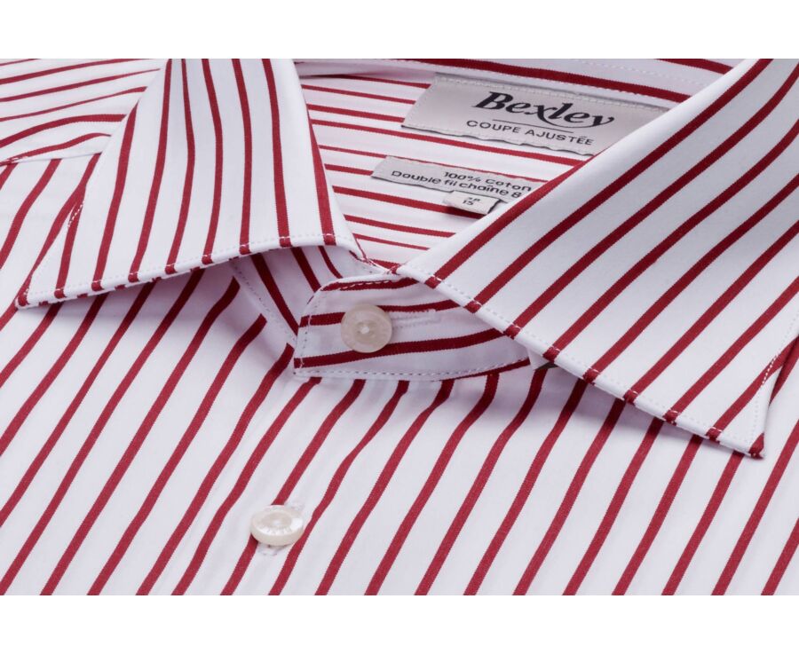 Camisa rayada 100% algodón - Blanco y Rojo - DAVIDE CLASSIC