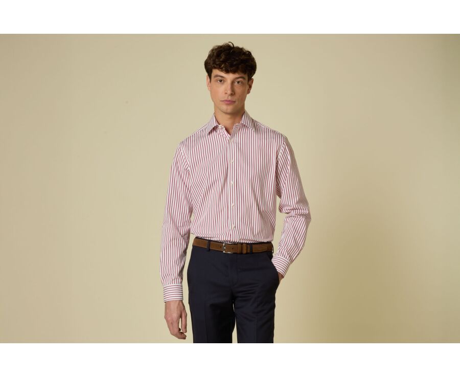 Camisa Blanca y Roja – Tejido Hilo a Hilo - MILFRED