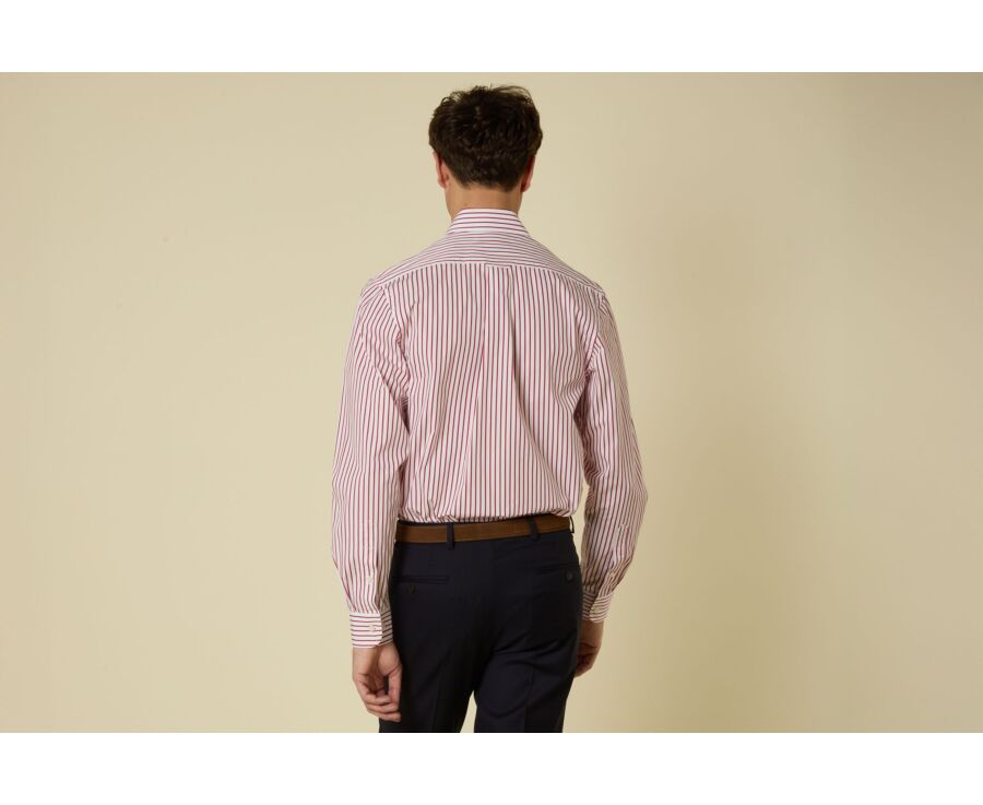 Camisa de hombre blanca con rayas finas rojas - MILFRED