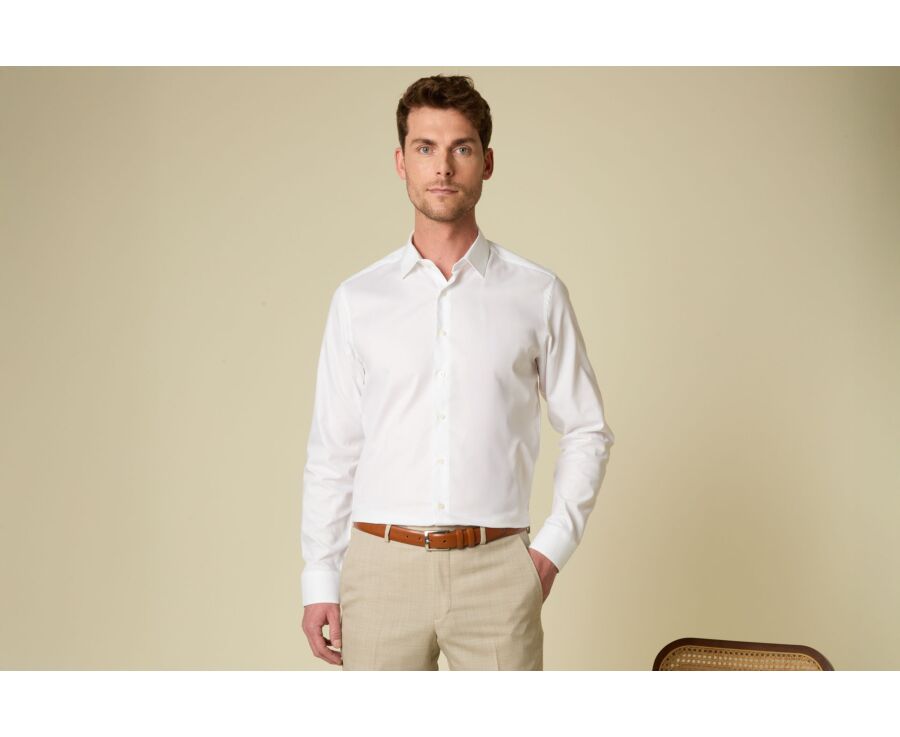 Camisa de hombre lisa de algodón blanco - DELMONT