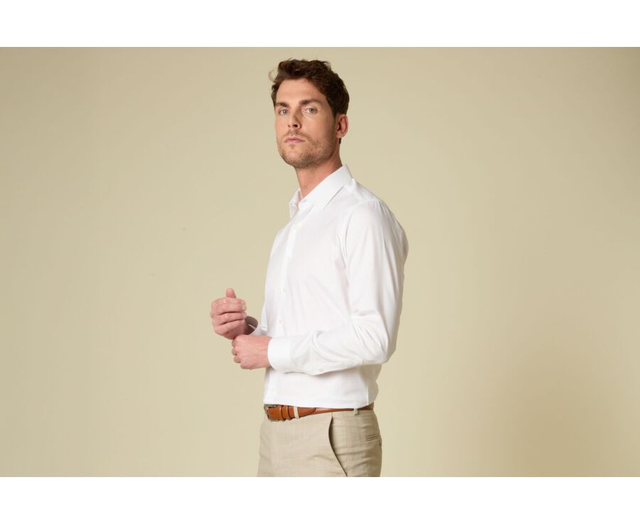 Camisa de hombre lisa de algodón blanco - DELMONT