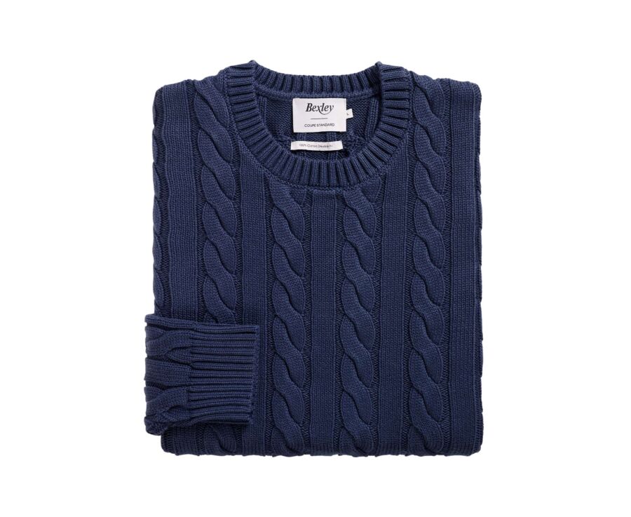 Jersey de cuello redondo trenzado - Azul petróleo - CAVLEN