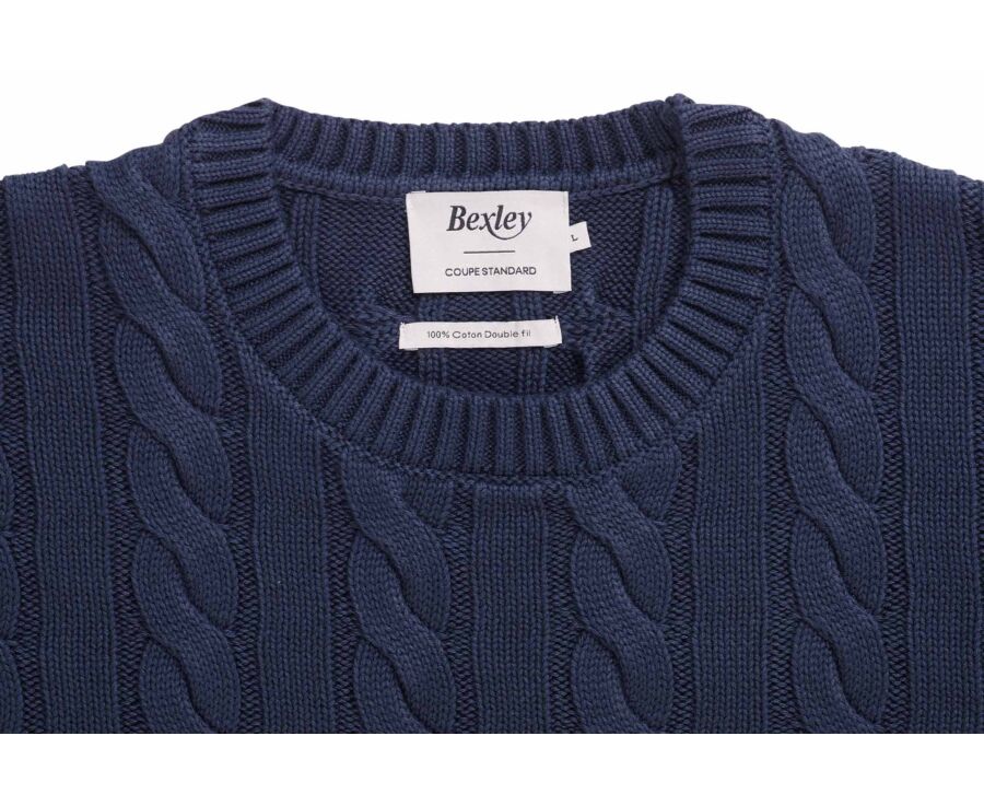 Jersey de cuello redondo trenzado - Azul petróleo - CAVLEN