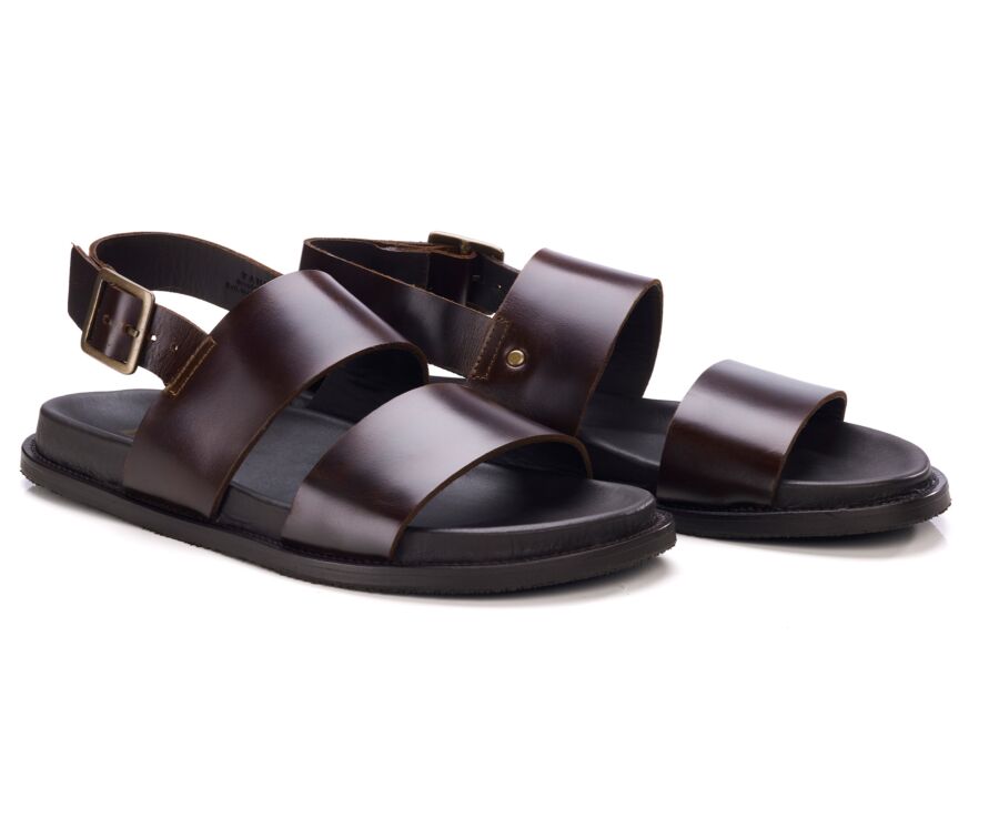 Sandalia plana de piel color chocolate - KANIVA