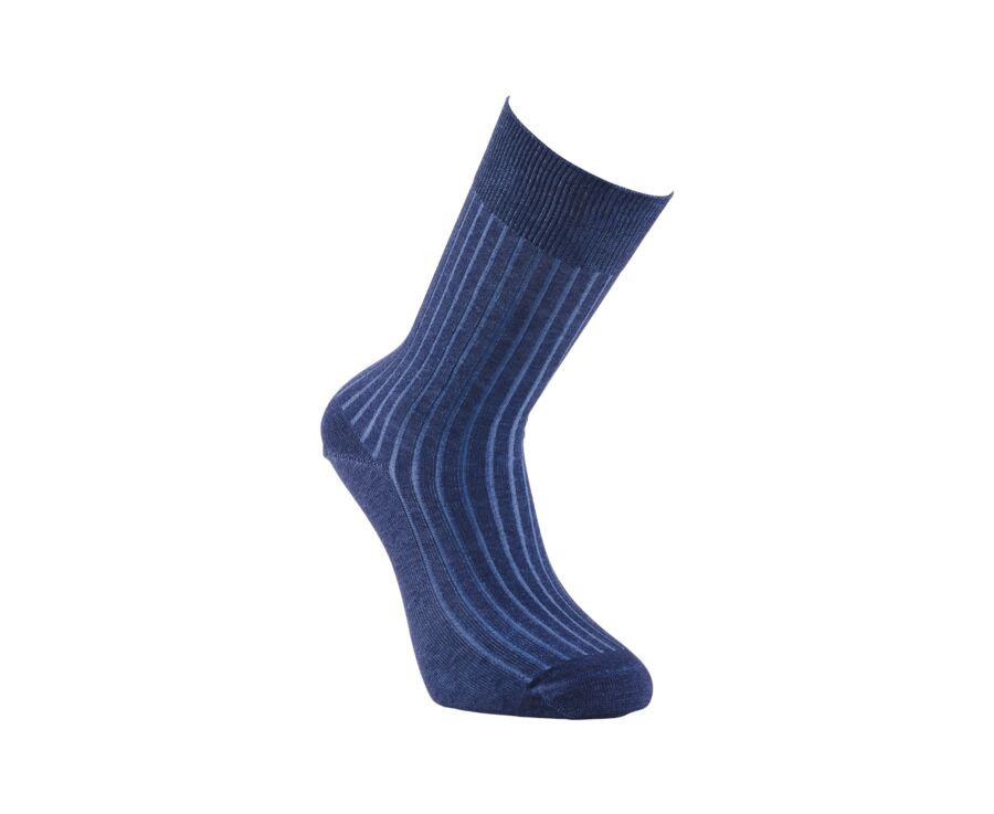 Calcetines hilados de Escocia con costillas Azul jaspeado y azul medio