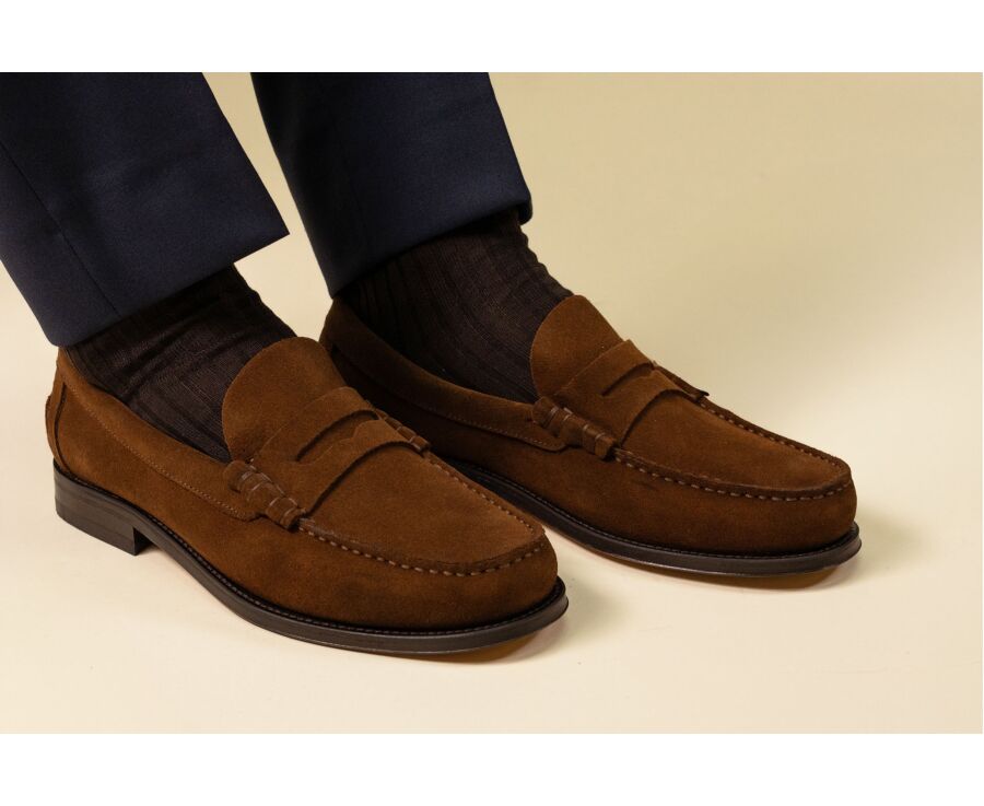 Mocasines de hombre en ante habano estilo británico - YALE