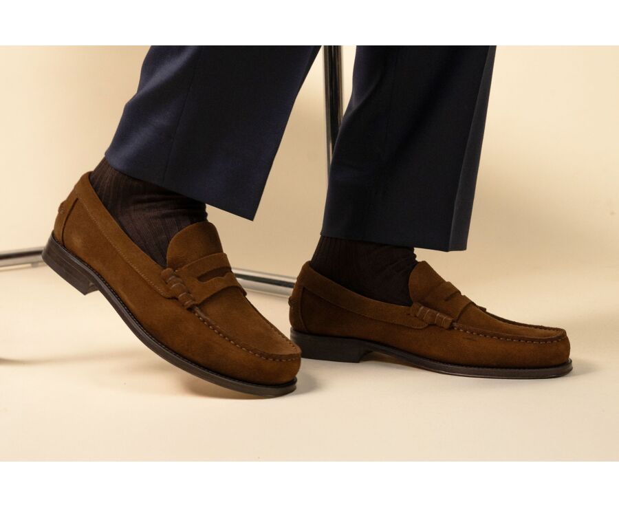 Mocasines de hombre en ante habano estilo británico - YALE