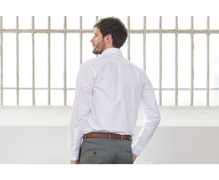 Camisa Oxford blanca con bolsillo - Cuello americano - HAROLD