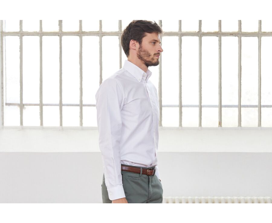 Camisa Oxford blanca con bolsillo - Cuello americano - HAROLD