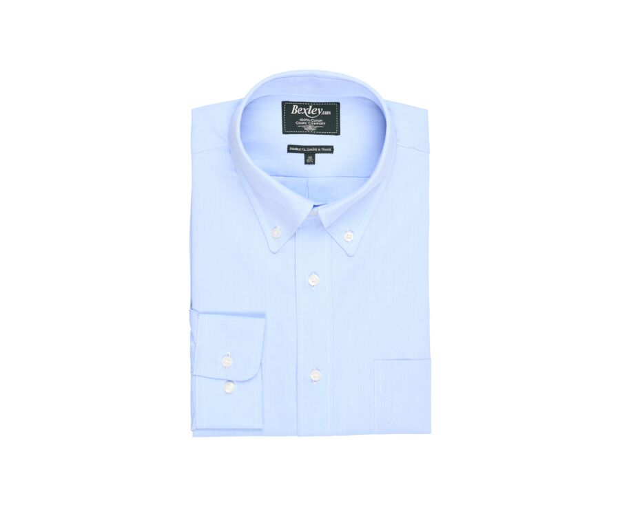 Camisa Oxford azul con bolsillo - Cuello americano - HAROLD